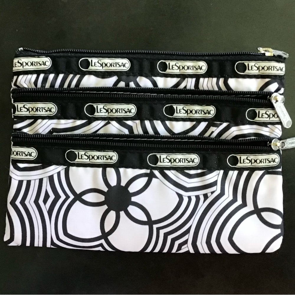 LeSportsac Black and White Cosmetic Bag Set